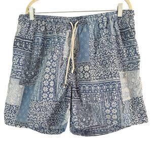 J. McLaughlin Blue Bandana Mesh Lined Swim Trunks Men’s Size XL